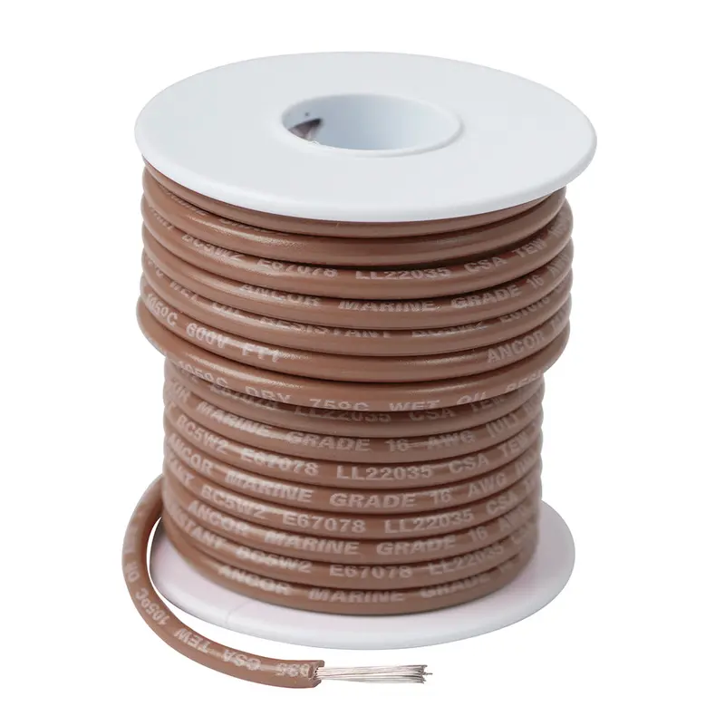 Ancor 16 Awg Tinned Copper Marine Wire – Tan Jacket, 100-Foot Spool [101810] 1
