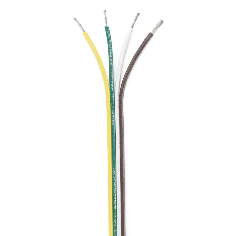 Ancor Flat Multi-Conductor Ribbon Cable – 16/4 Awg, Brown/Green/White/Yellow, 100 Ft [154510] 1