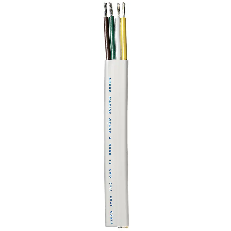 Ancor Flat Trailer Wiring Cable – 16/4 Awg, Yellow/White/Green/Brown, 100 Ft [154010] 1