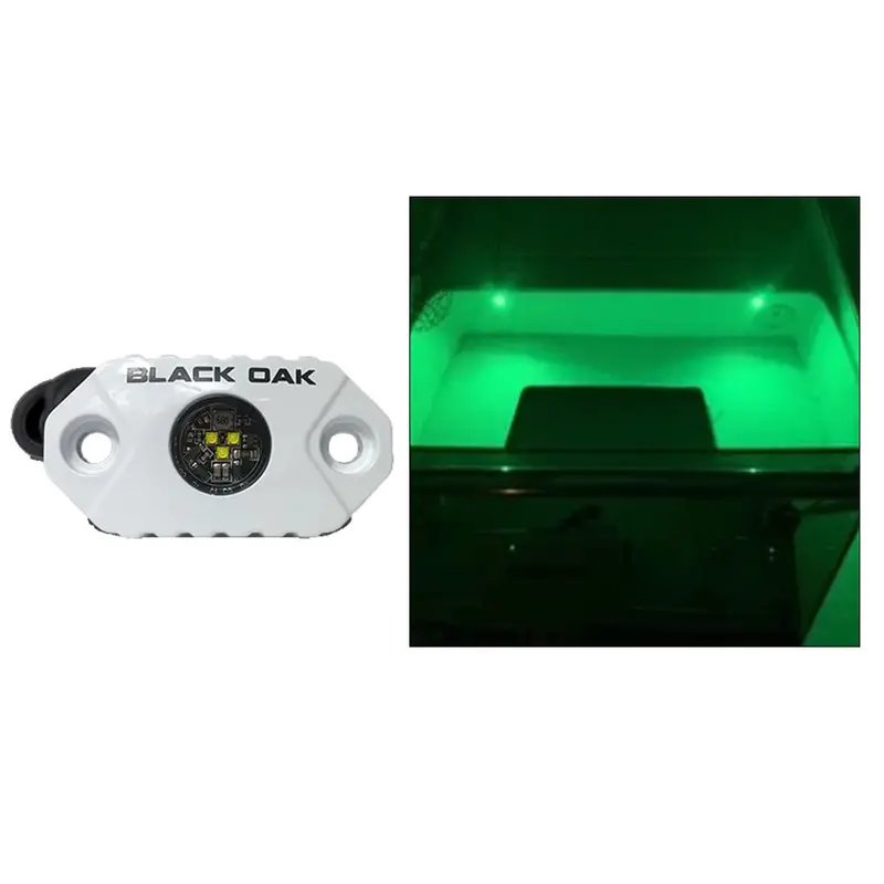 Black Oak Mal-G Rock Accent Light – Green Leds, White Housing 1