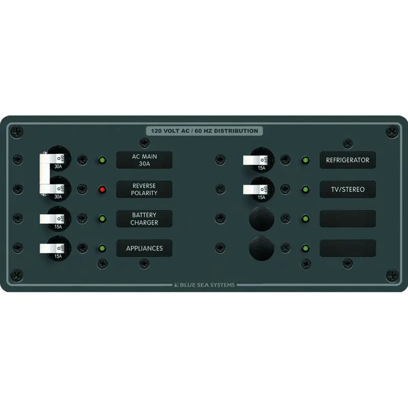 Blue Sea 8412 Ac Main Distribution Panel – White Finish, 6 Output Positions 1