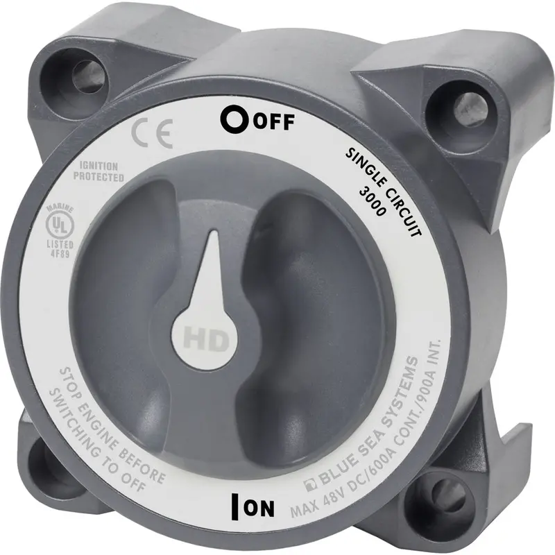Blue Sea Systems 3000 Hd-Series Single-Pole On/Off Battery Isolator Switch 1