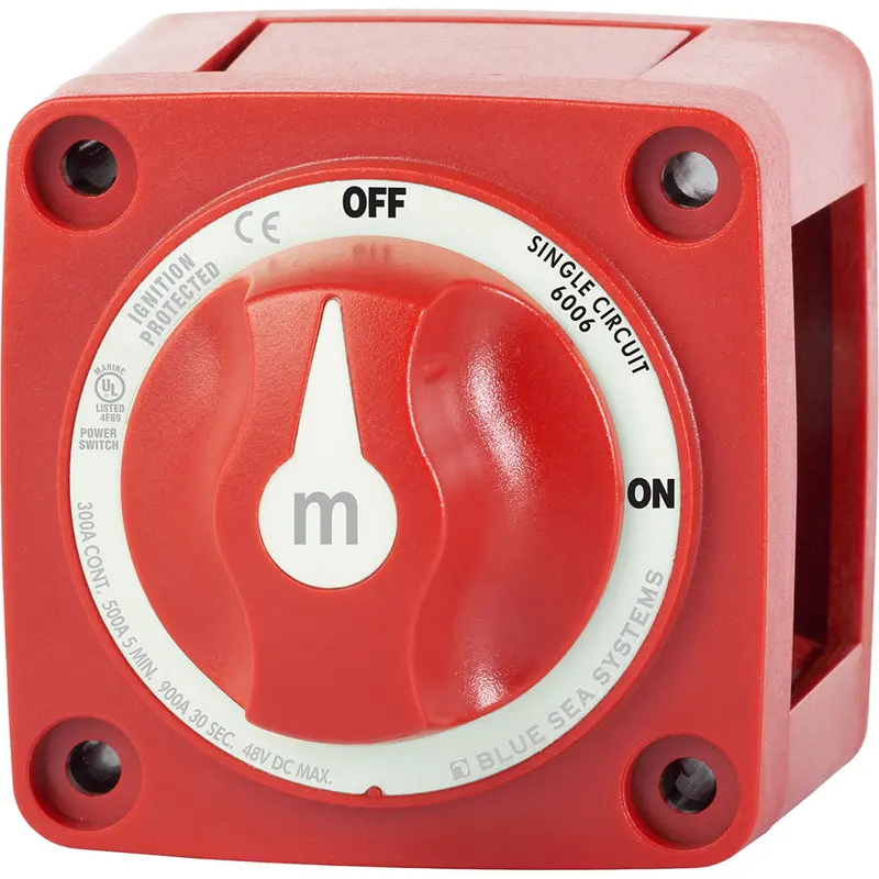 Blue Sea Systems 6006 M-Series Mini Battery Switch – Single-Circuit On/Off (Red) 1