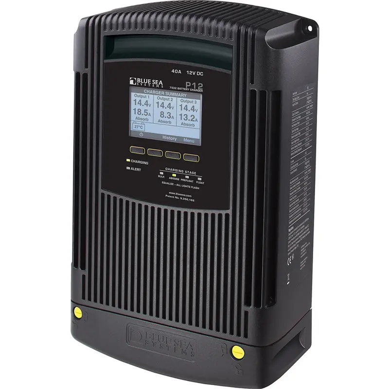 Blue Sea Systems 7532 P12 Gen2 Battery Charger – 40A, 3-Bank Smart Charging 1