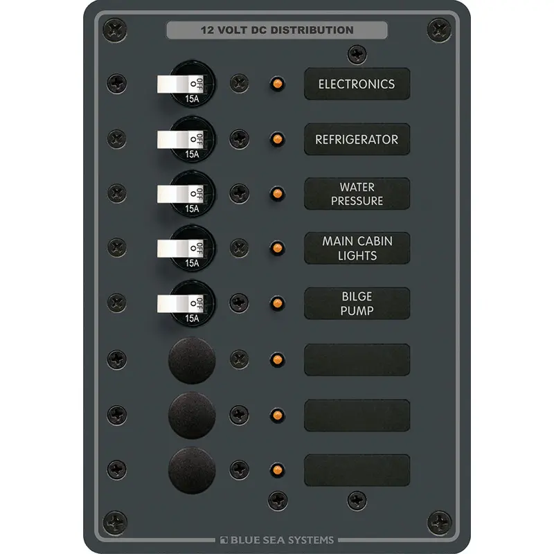 Blue Sea Systems 8023 Eight-Circuit Dc Breaker Panel Featuring White Switches 1