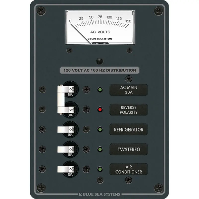 Blue Sea Systems 8043 Ac Main + Three Breaker Positions – White Toggle Distribution Panel 1