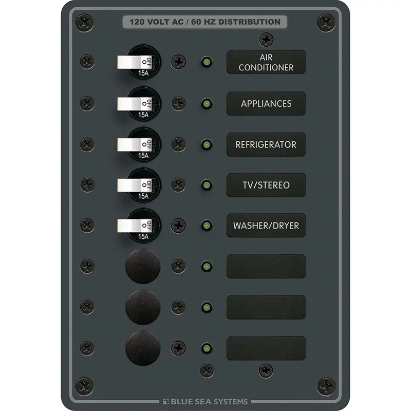 Blue Sea Systems 8059 Eight-Position Ac Toggle Circuit Breaker Panel 1