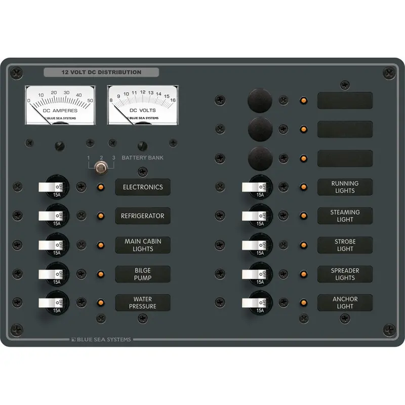 Blue Sea Systems 8068 13-Circuit Dc Toggle Branch Circuit Breaker Panel – White Switches 1