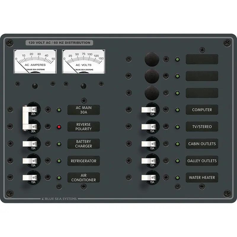 Blue Sea Systems 8076 Ac Main + 11-Position Toggle Panel – Expandable Ac Distribution System [8076] 1