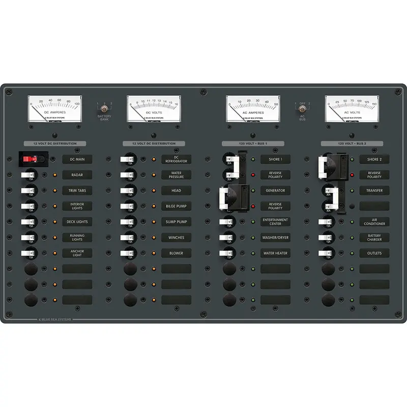 Blue Sea Systems 8086 Advanced Hybrid Panel – Ac Triple-Source + 12 / Dc Main + 19 Positions [8086] 1