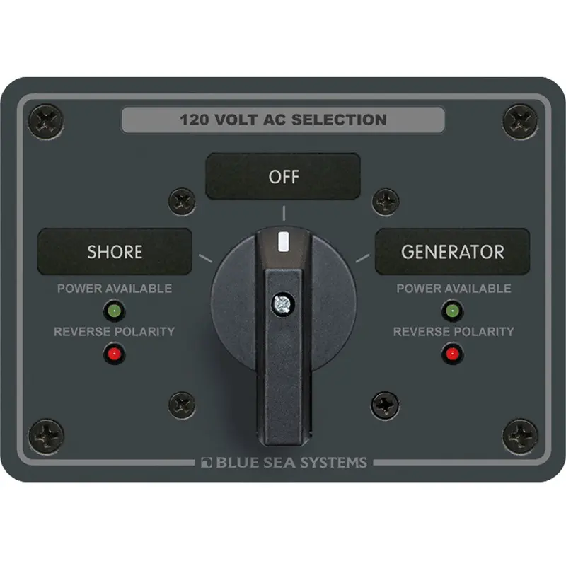 Blue Sea Systems 8365 Ac Rotary Switch Panel — 65A, 2-Position + Off, Dual-Pole 1