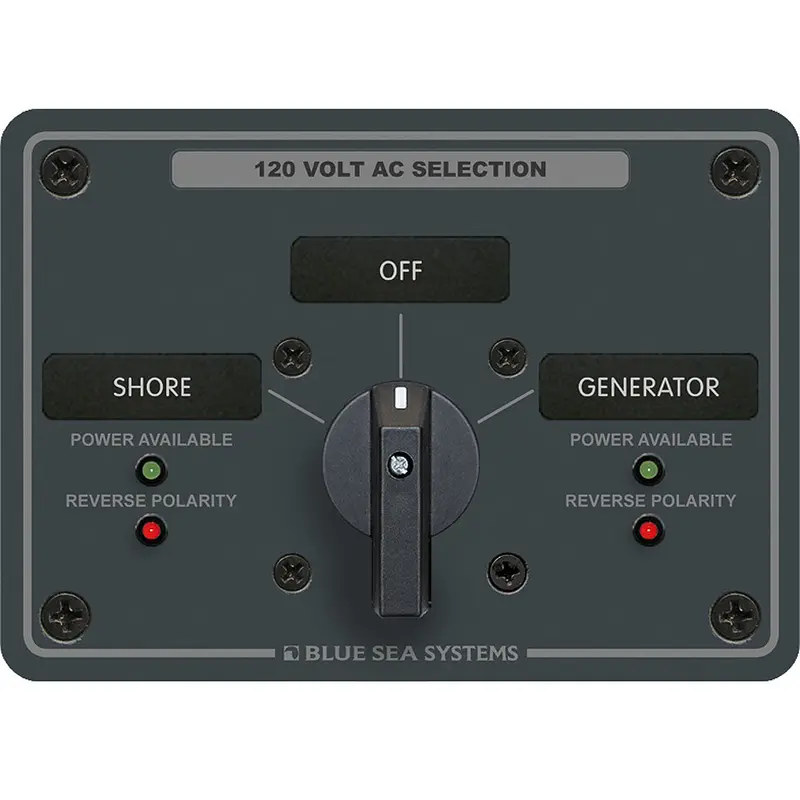 Blue Sea Systems 8367 Ac Rotary Switch Panel — 30A, 2-Position + Off, Dual-Pole 1