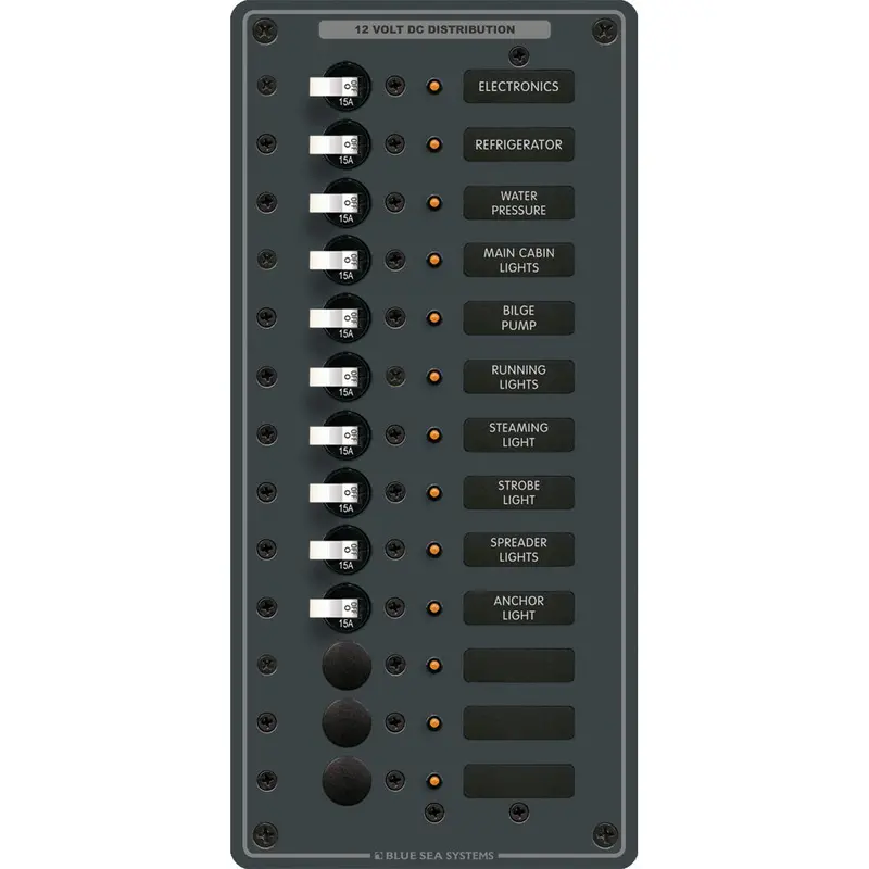 Blue Sea Systems 8376 Vertical-Mount Dc Distribution Panel — 13-Circuit Design 1
