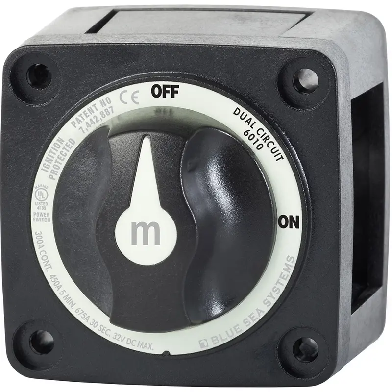 Blue Sea Systems Dual-Circuit Battery Switch – Manual On/Off Selector, Black Finish 1
