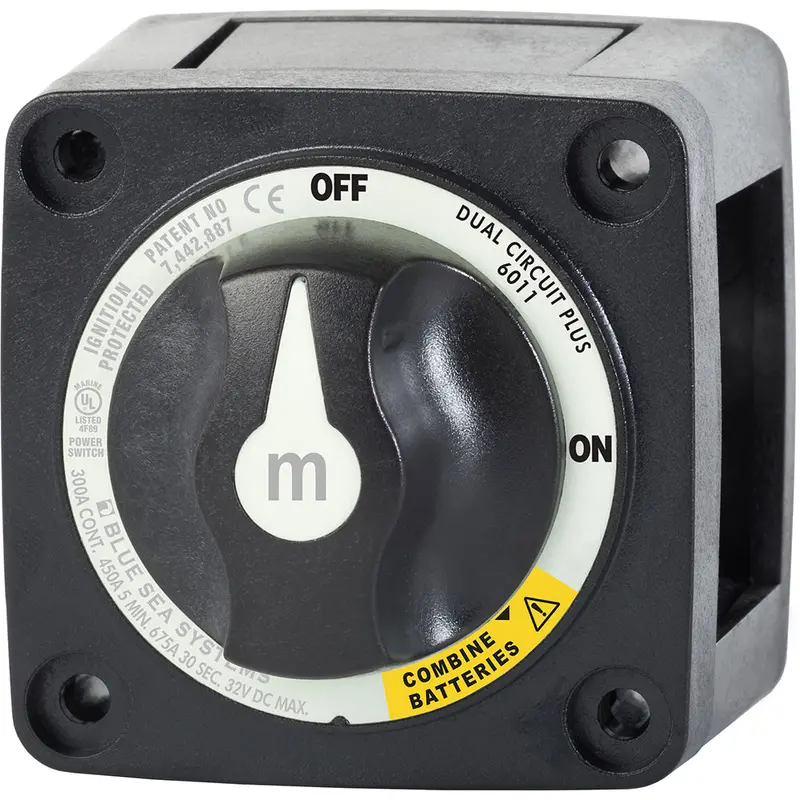 Blue Sea Systems M-Series Dual-Circuit Plus Battery Switch – 12V/24V, Black Housing 1