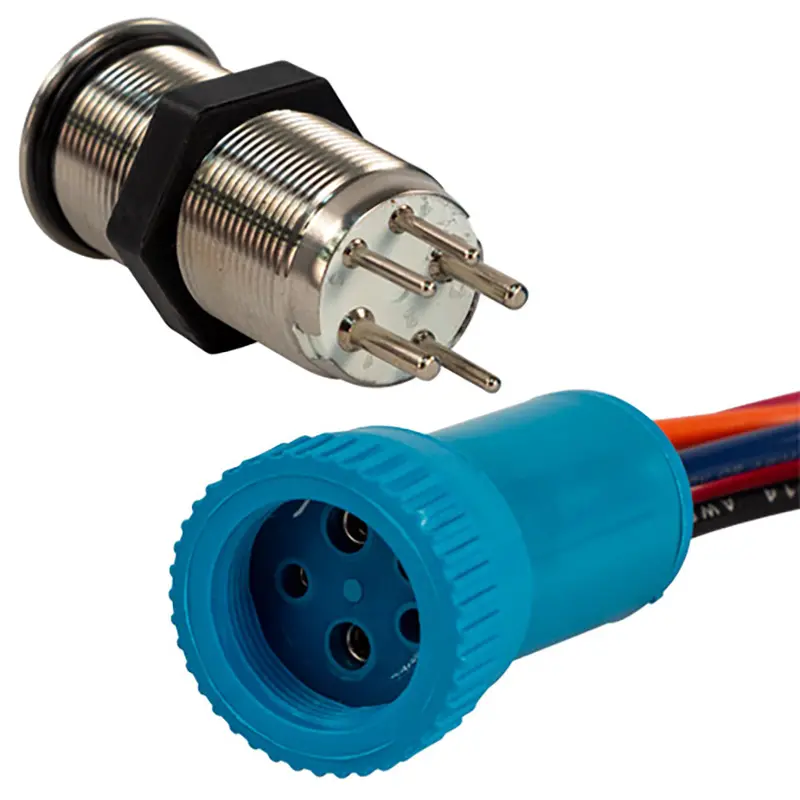 Bluewater 19Mm Dual-Momentary Push Button Switch – Blue/Green/Red Led, 4-Foot Cable 1
