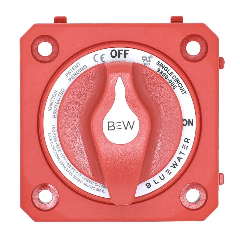 Bluewater Panel-Mount On/Off Battery Disconnect Switch – Red Housing [9800-006-10] 1