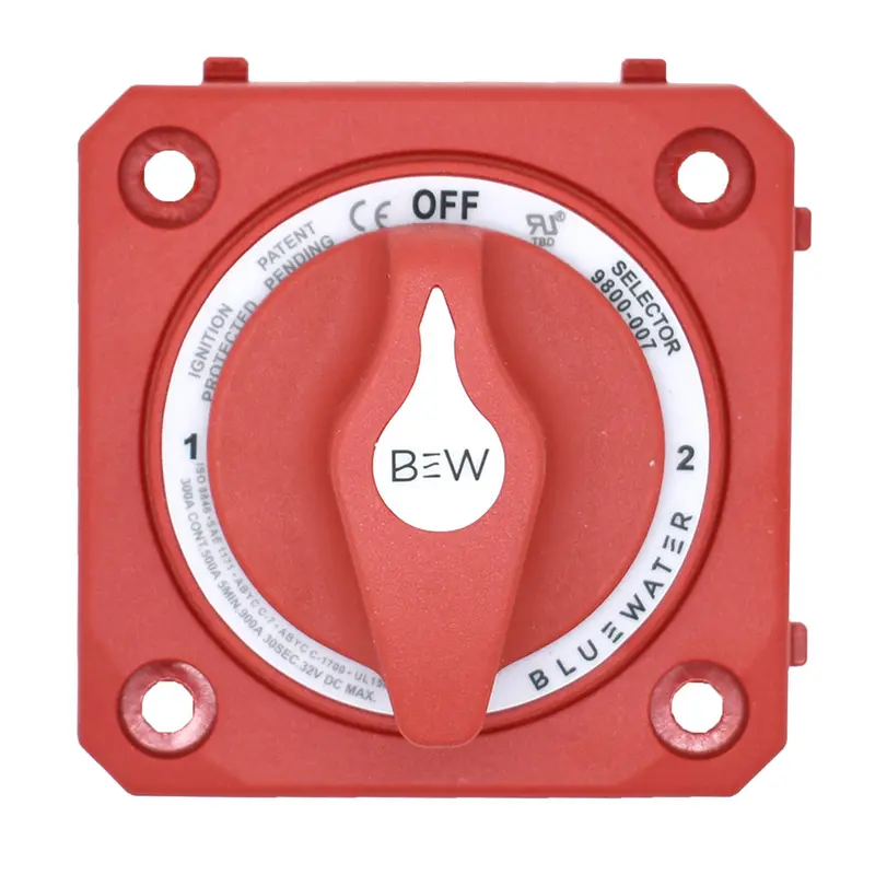 Bluewater Panel-Mount Triple-Position Battery Switch: Off/1/2/Both – Red [9800-007-10] 1
