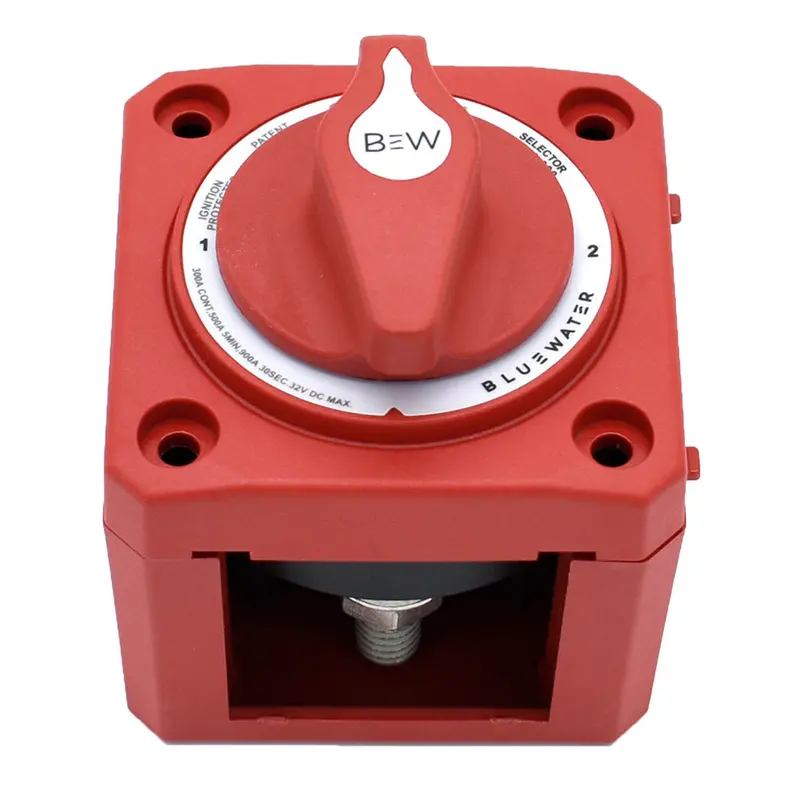 Bluewater Surface-Mount Dual-Battery Switch: Off/1/2 – Red Housing [9800-008-11] 1