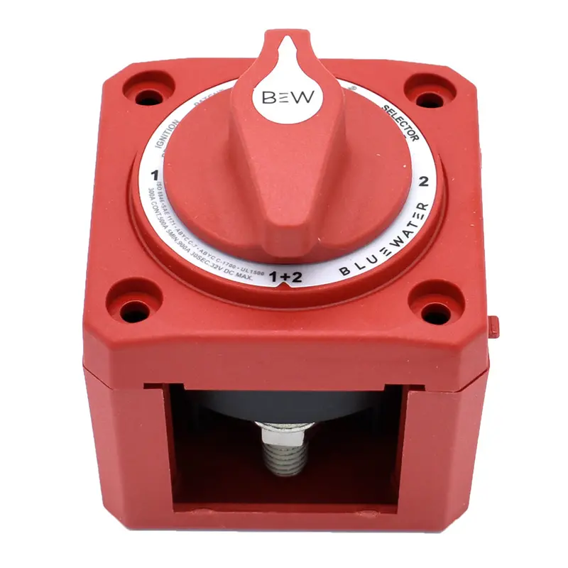 Bluewater Surface-Mount Triple-Position Battery Switch: Off/1/2/Both – Red [9800-007-11] 1
