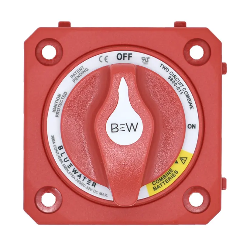Bluwater Red Panel-Mount Battery Switch – Compact On/Off Combine Toggle For Enclosed Installations 1