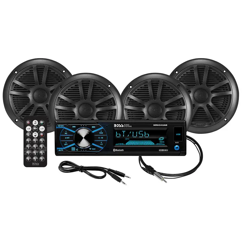 Boss Audio Mcbk634B.64 Marine Speaker Bundle – Mr634Uab Receiver, Four Mr6B Speakers & Antenna 1