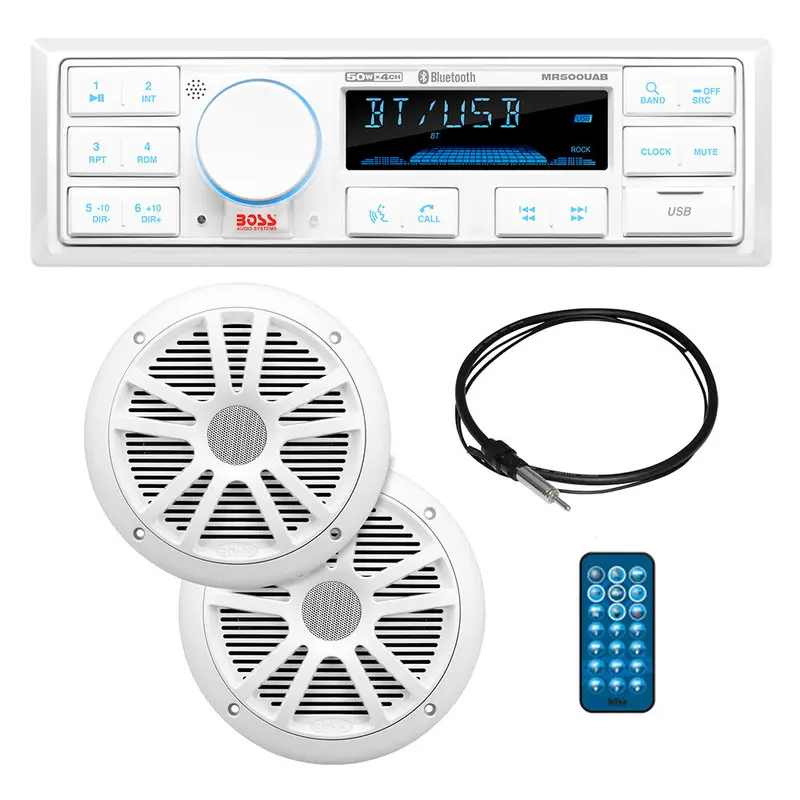 Boss Audio Mck500Wb.6 Marine Entertainment Kit – Refurbished With Mr500Uab Receiver, Two Mr6W Speakers, Mrant10 Antenna, And White Remote [Crmck500Wb.6] 1