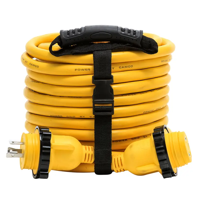 Camco 30-Amp Marine Power Grip Extension Cord With Male-To-Female Locking Connectors – 50 Feet [55613] 1