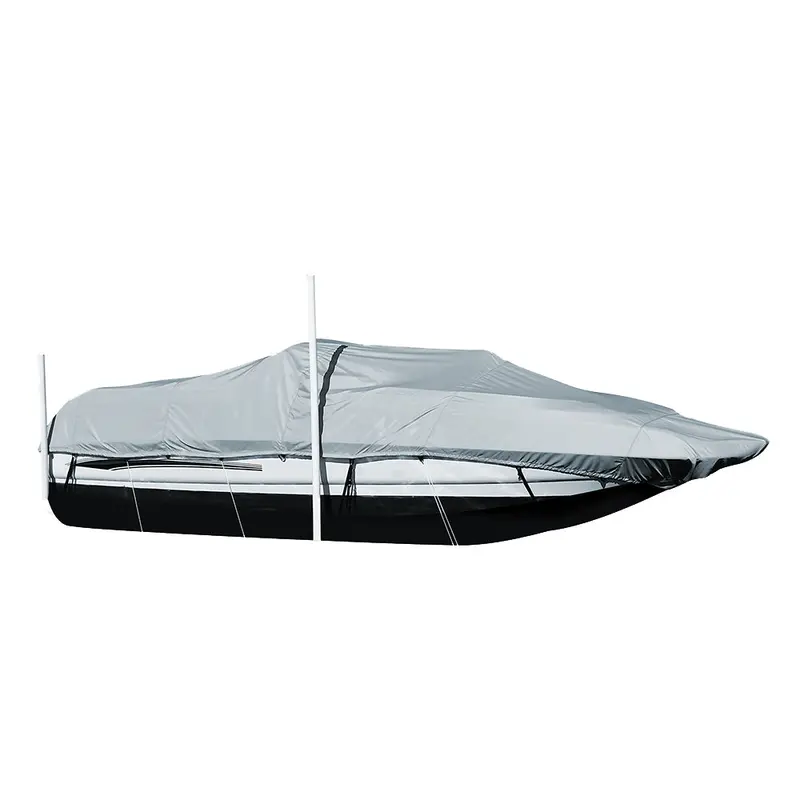 Carver Poly-Guard Custom-Fit Boat Cover For 20.5' Sterndrive Deck Boats With Walk-Thru Windshield – Gray 1