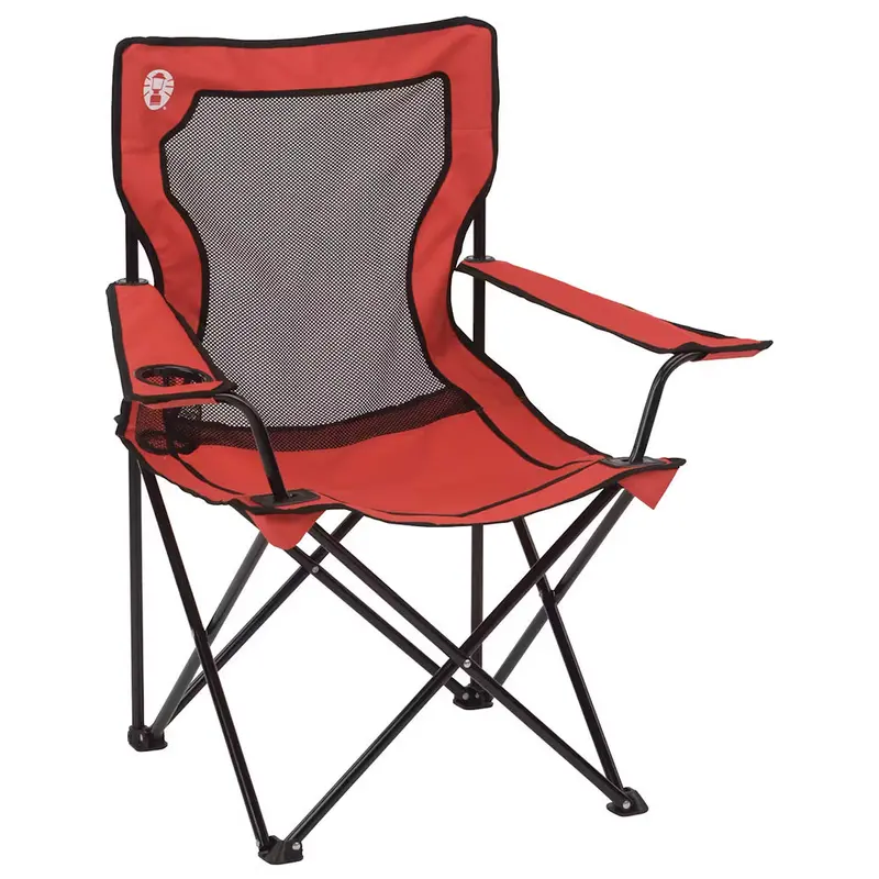 Coleman Broadband Mesh Quad Chair – Red, Four-Legged Stability & Ventilation 1
