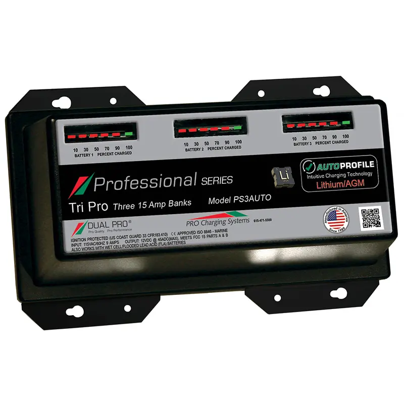 Dual Pro Ps3 Auto 15A Marine Battery Charger – 3-Bank Lithium & Agm Compatible 1