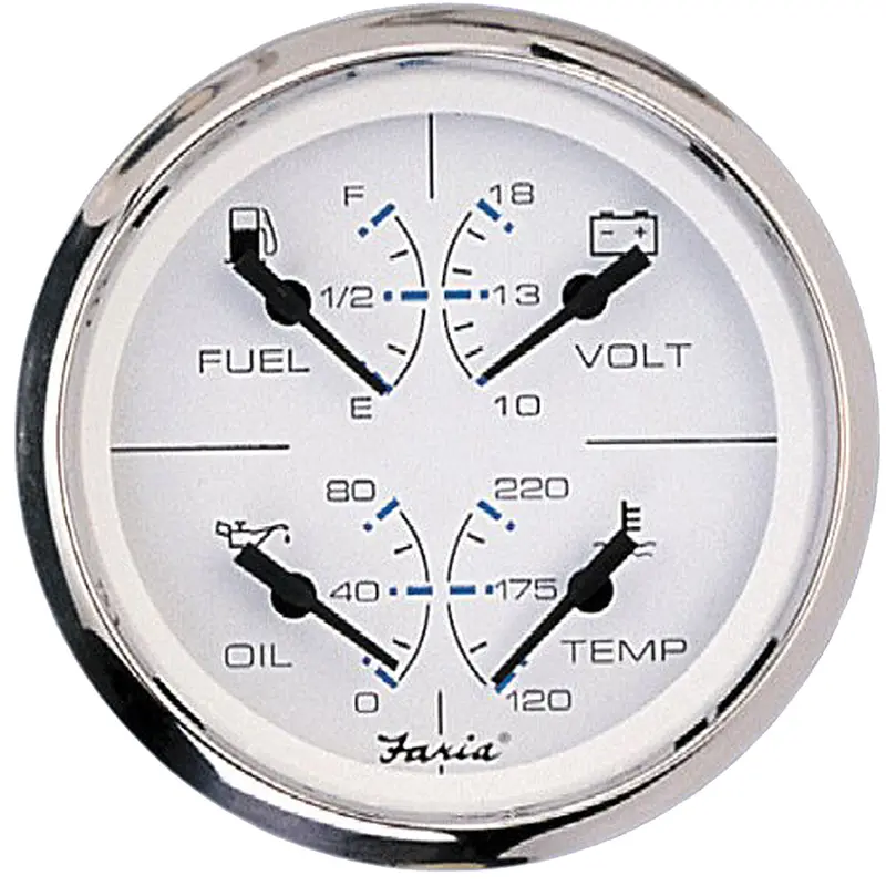 Faria Chesapeake 4-Inch Multifunction White Gauge – Stainless Steel, Marine-Compatible Instrument [33851] 1