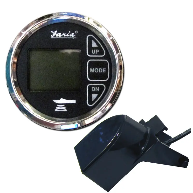 Faria Chesapeake Black 2-Inch Dual-Function Depth & Water Temperature Sounder With Transom Mount Transducer 1