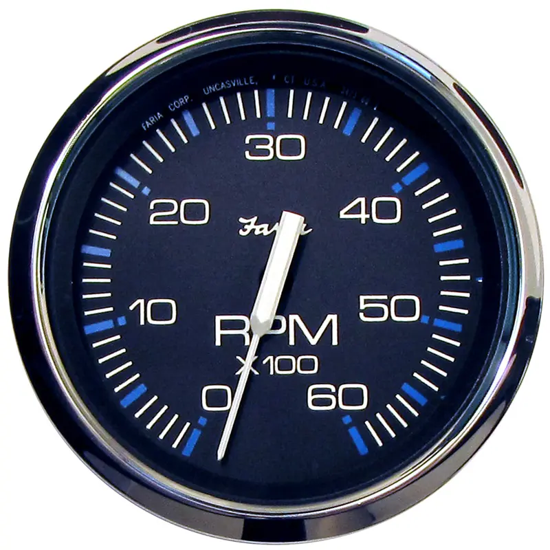 Faria Chesapeake Black 4-Inch Gas Tachometer (0–6000 Rpm) For Inboard/Inboard-Outboard (I/O) Systems – Model 33710 1