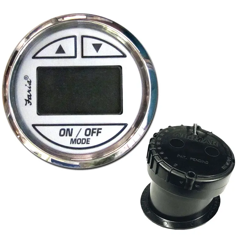 Faria Chesapeake White 2-Inch Depth Sounder With Stainless Steel Bezel & In-Hull Transducer 1