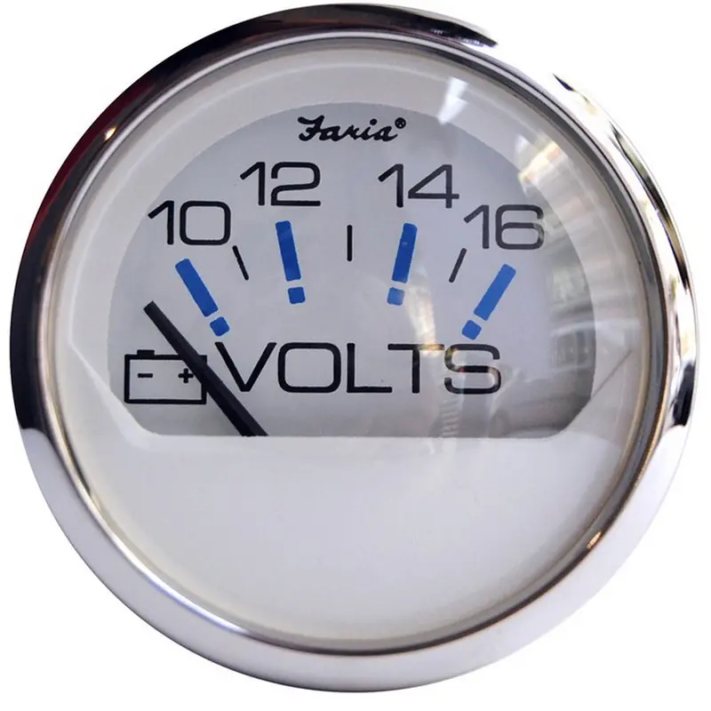 Faria Chesapeake White Stainless Steel 2-Inch Dc Voltmeter (10–16 V) – Model 13805 1
