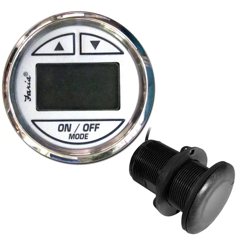 Faria Chesapeake White Stainless Steel 2-Inch Depth Sounder With Thru-Hull Transducer – 13894 1