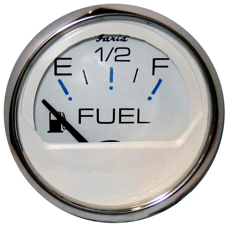 Faria Chesapeake White Stainless Steel 2-Inch Fuel Level Gauge (Empty To Full) – Model 13801 1