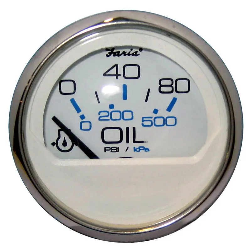 Faria Chesapeake White Stainless Steel 2-Inch Oil Pressure Gauge (0–80 Psi) – Model 13802 1