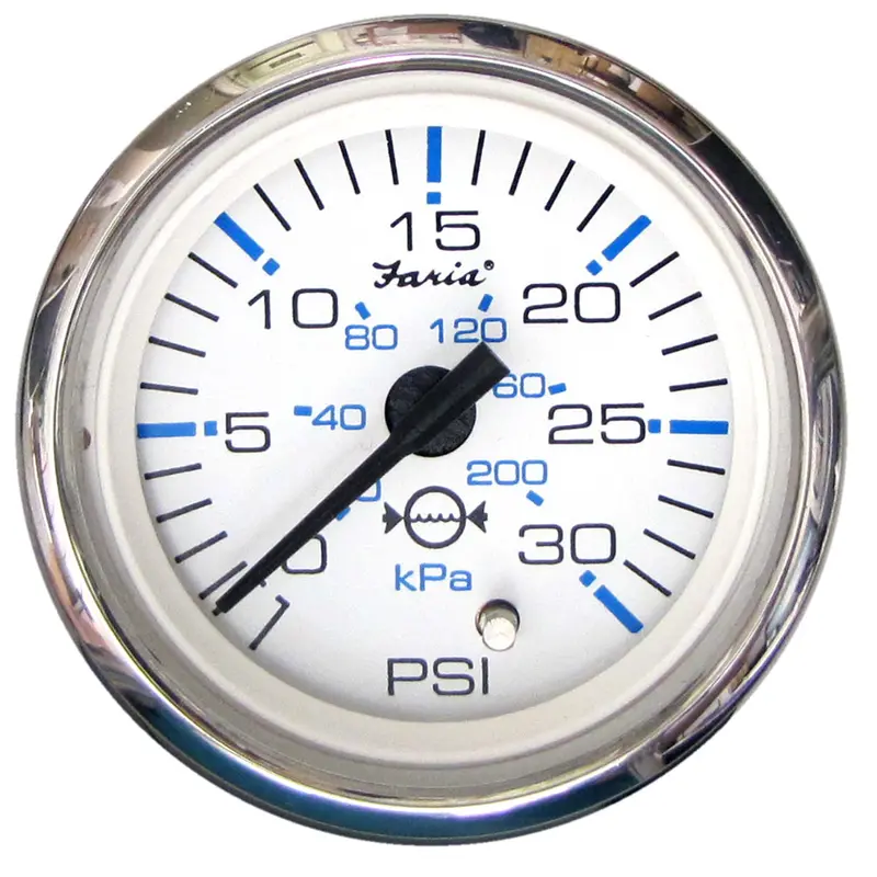 Faria Chesapeake White Stainless Steel 2-Inch Water Pressure Gauge (0–30 Psi) – Model 13812 1