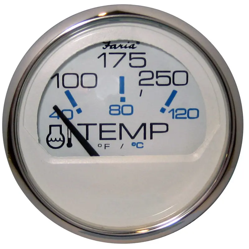 Faria Chesapeake White Stainless Steel 2-Inch Water Temperature Gauge (100–250°F) – Model 13804 1