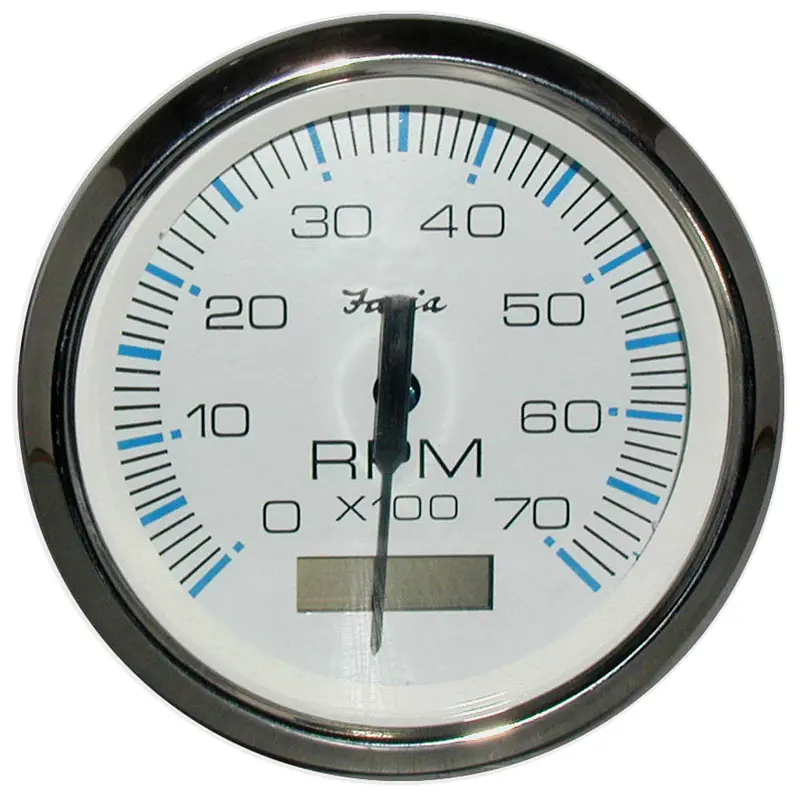Faria Chesapeake White Stainless Steel 4-Inch Gas Tachometer With Hourmeter (0–7000 Rpm) For Outboard Engines – Model 33840 1