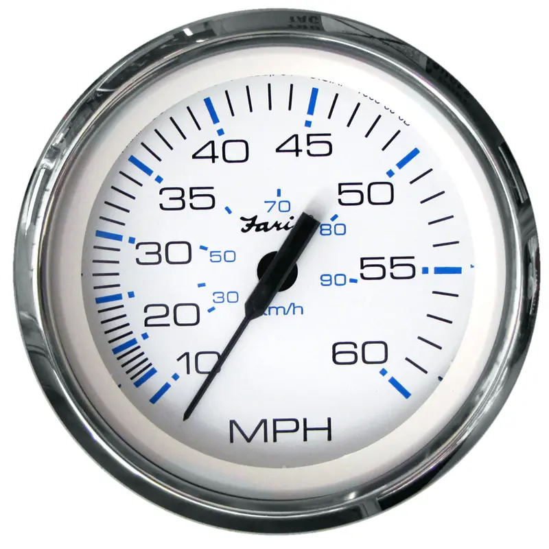 Faria Chesapeake White Stainless Steel 4-Inch Pitot-Style Speedometer (0–60 Mph) – Model 33811 1