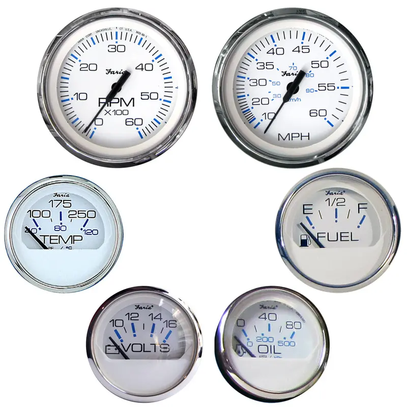 Faria Chesapeake White Stainless Steel Inboard Instrument Kit – Complete Gauge Set – Model Ktf001 1