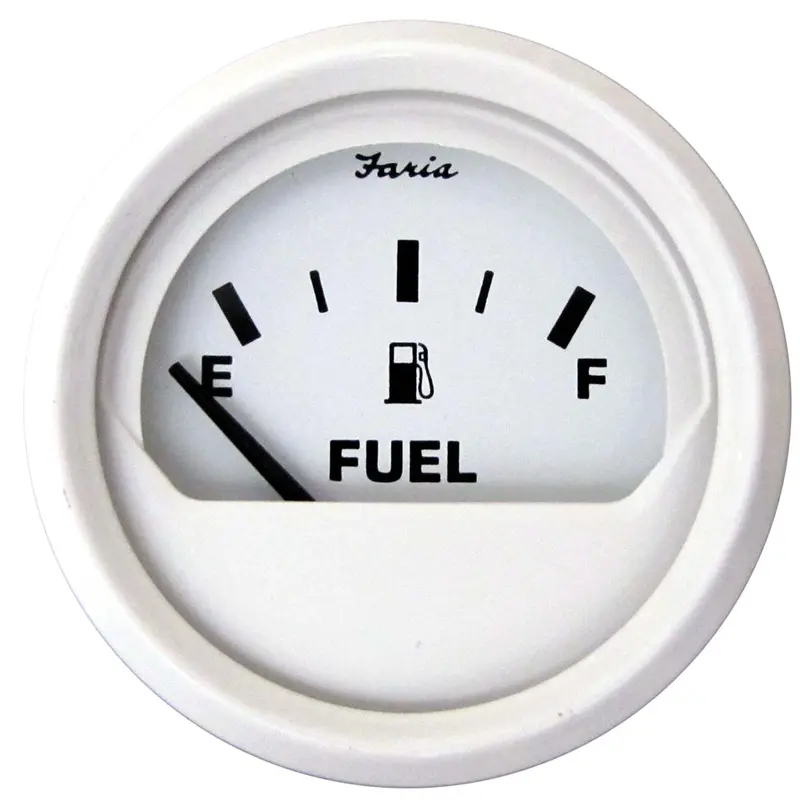 Faria Dress White 2-Inch Fuel Level Gauge – E–1/2–F Scale [13101] 1