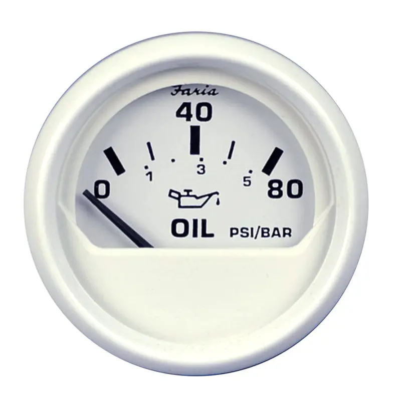 Faria Dress White 2-Inch Oil Pressure Gauge – 80 Psi Maximum [13102] 1