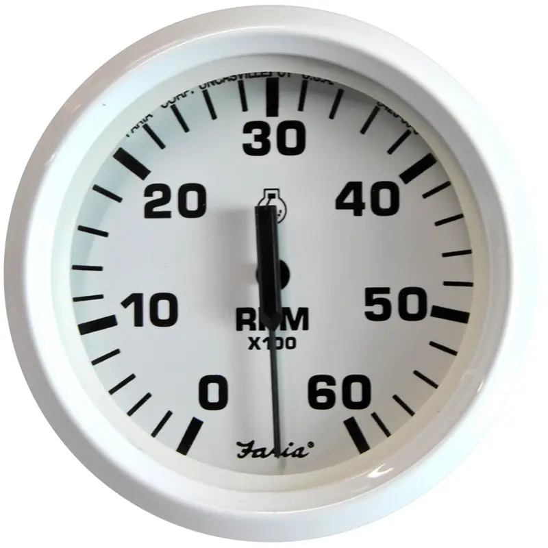 Faria Dress White 4-Inch Gas Inboard & I/O Tachometer – 6000 Rpm [33103] 1