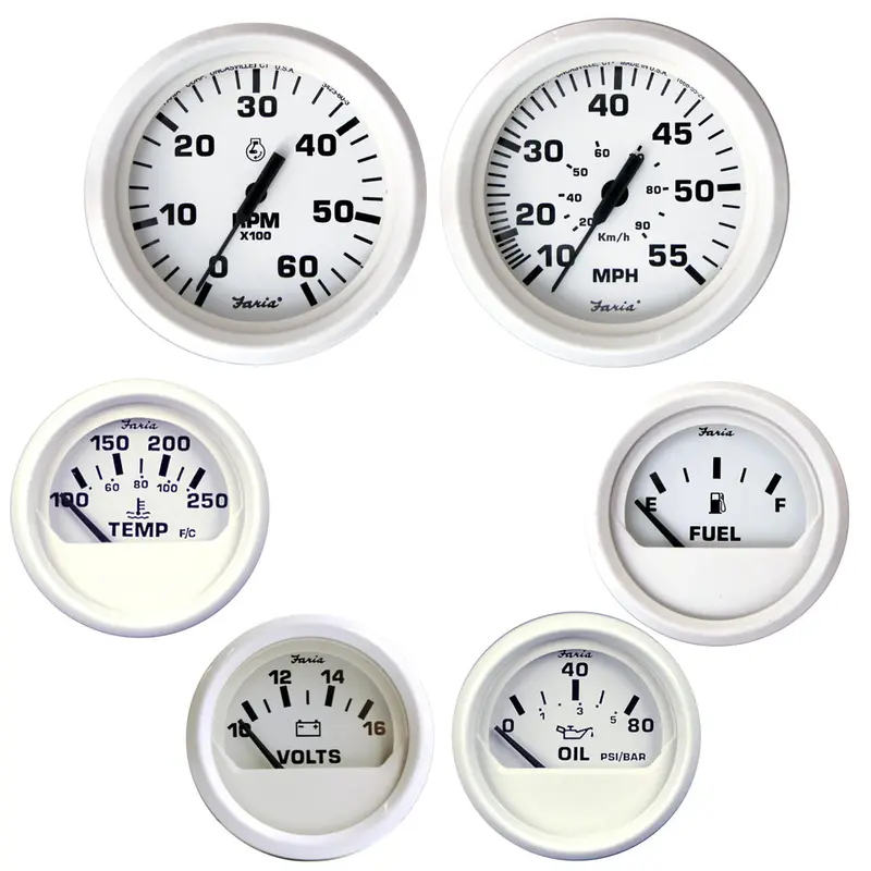 Faria Dress White Inboard Instrument Kit – Pre-Assembled Gauge Set [Kt9797] 1