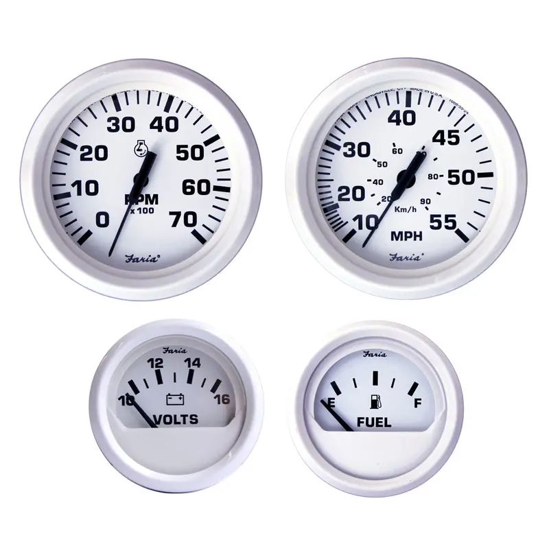 Faria Dress White Outboard Instrument Kit – Pre-Assembled Gauge Set [Kt9794] 1