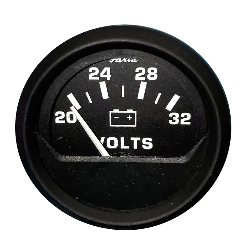 Faria Euro Black 2" Analog Voltmeter – 20–32 Volt Dc Monitoring 1